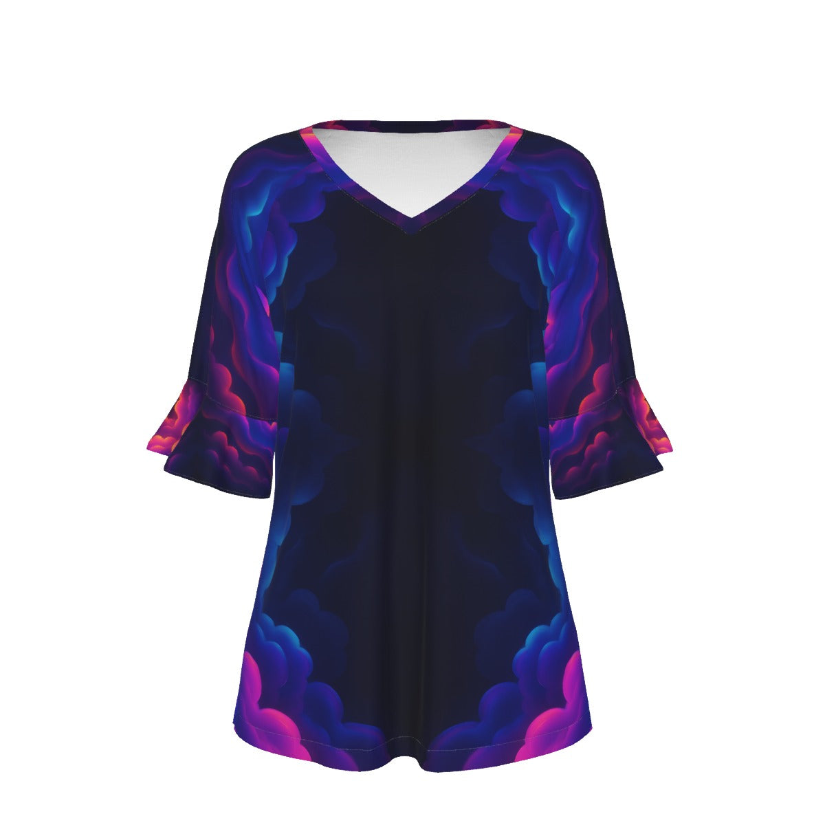 V-neck Women's T-shirt With Bell Sleeve