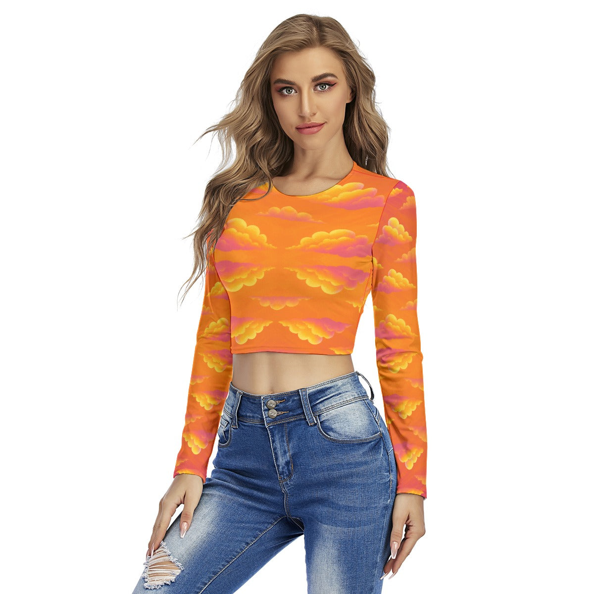 Women's Round Neck Crop Top T-Shirt