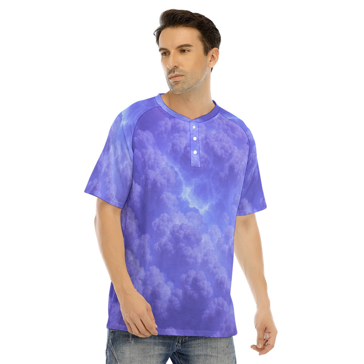 Men's Raglan Sleeve T-shirt With Button Closure