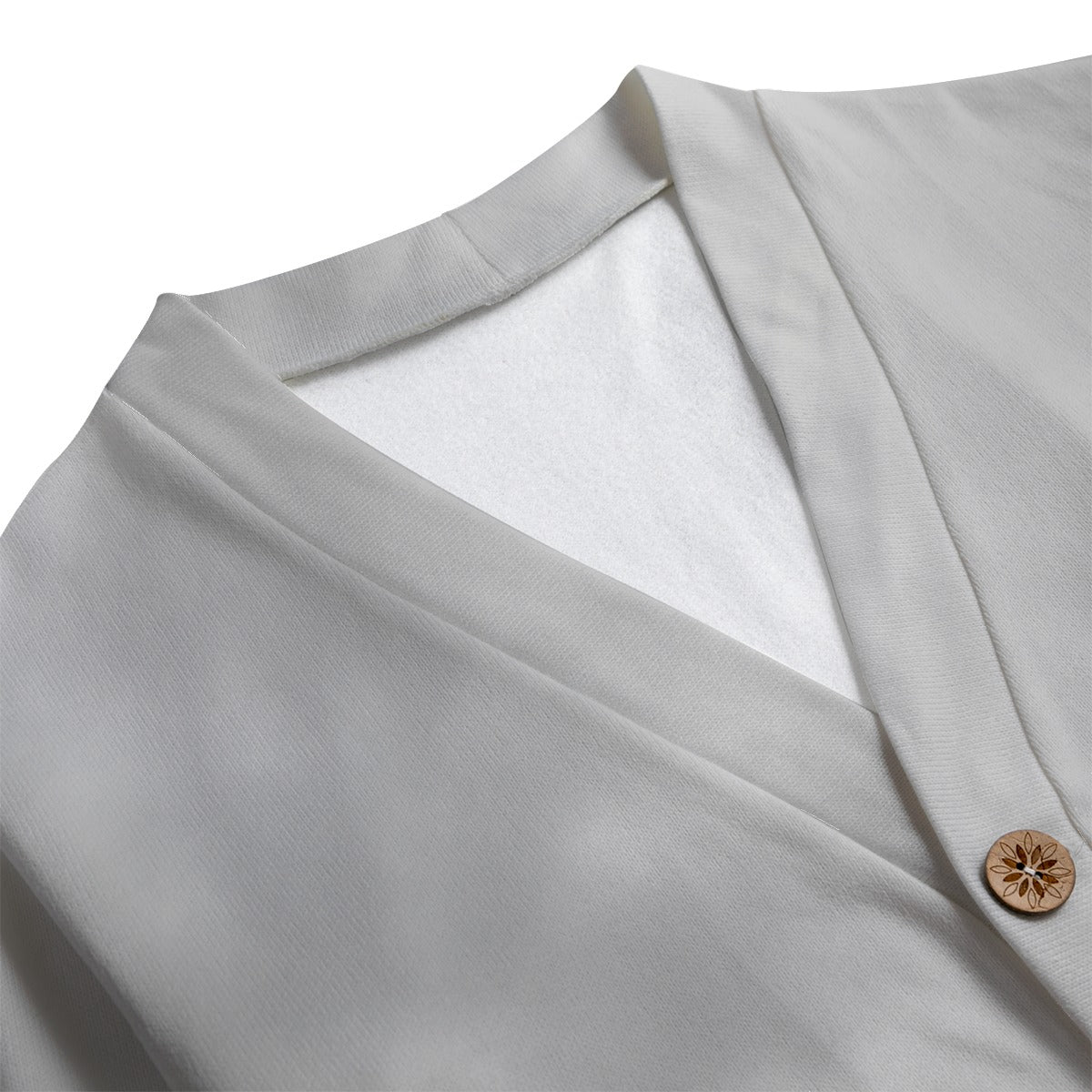 Unisex V-neck Knitted Fleece Cardigan With Button Closure