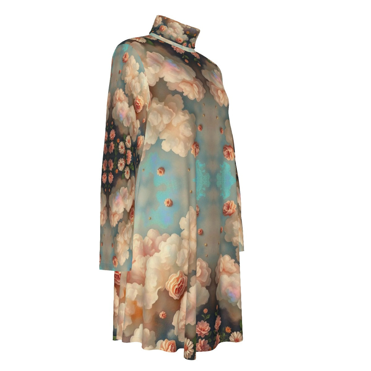 Women's High Neck Dress With Long Sleeve