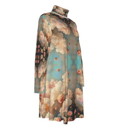 Women's High Neck Dress With Long Sleeve