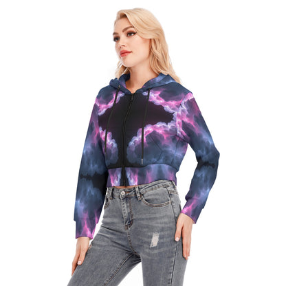 Women's Crop Top Hoodie With Zipper Closure