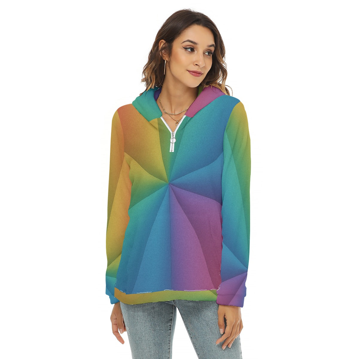 Women's Borg Fleece Hoodie With Half Zip