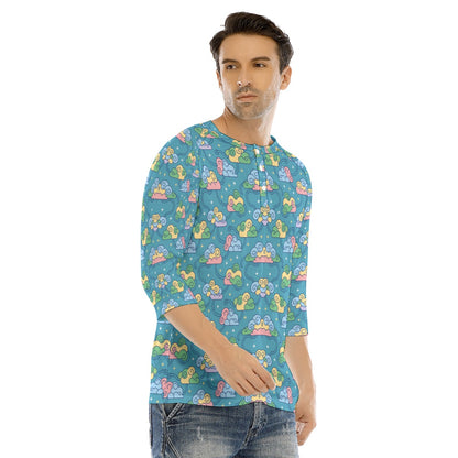 Men's Bracelet Sleeve T-shirt With Button Closure - view 2