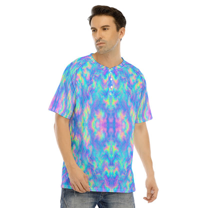 Men's Raglan Sleeve T-shirt With Button Closure