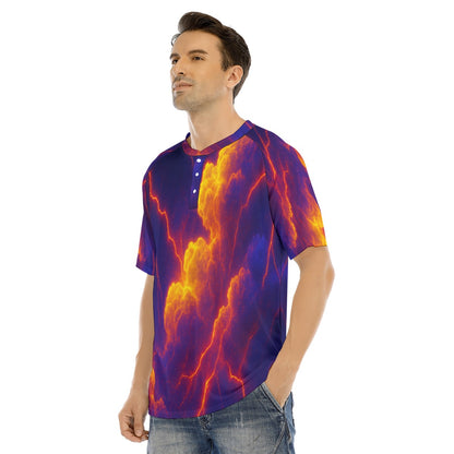 Men's Raglan Sleeve T-shirt With Button Closure