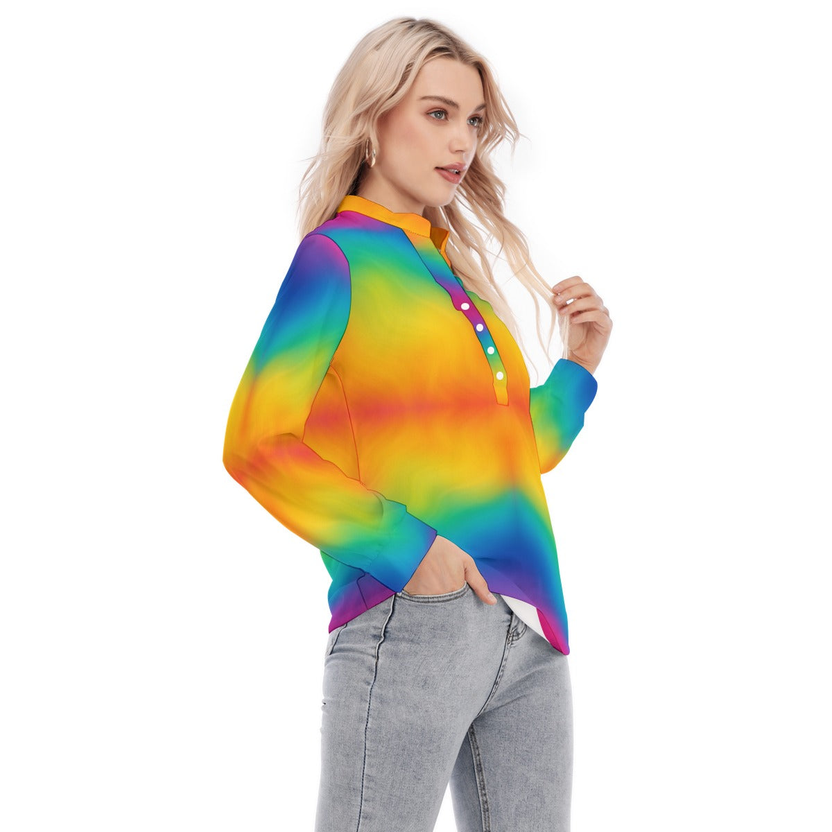 Women's Long Sleeve Blouse With Button Closure