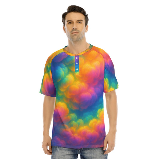 Men's Raglan Sleeve T-shirt With Button Closure