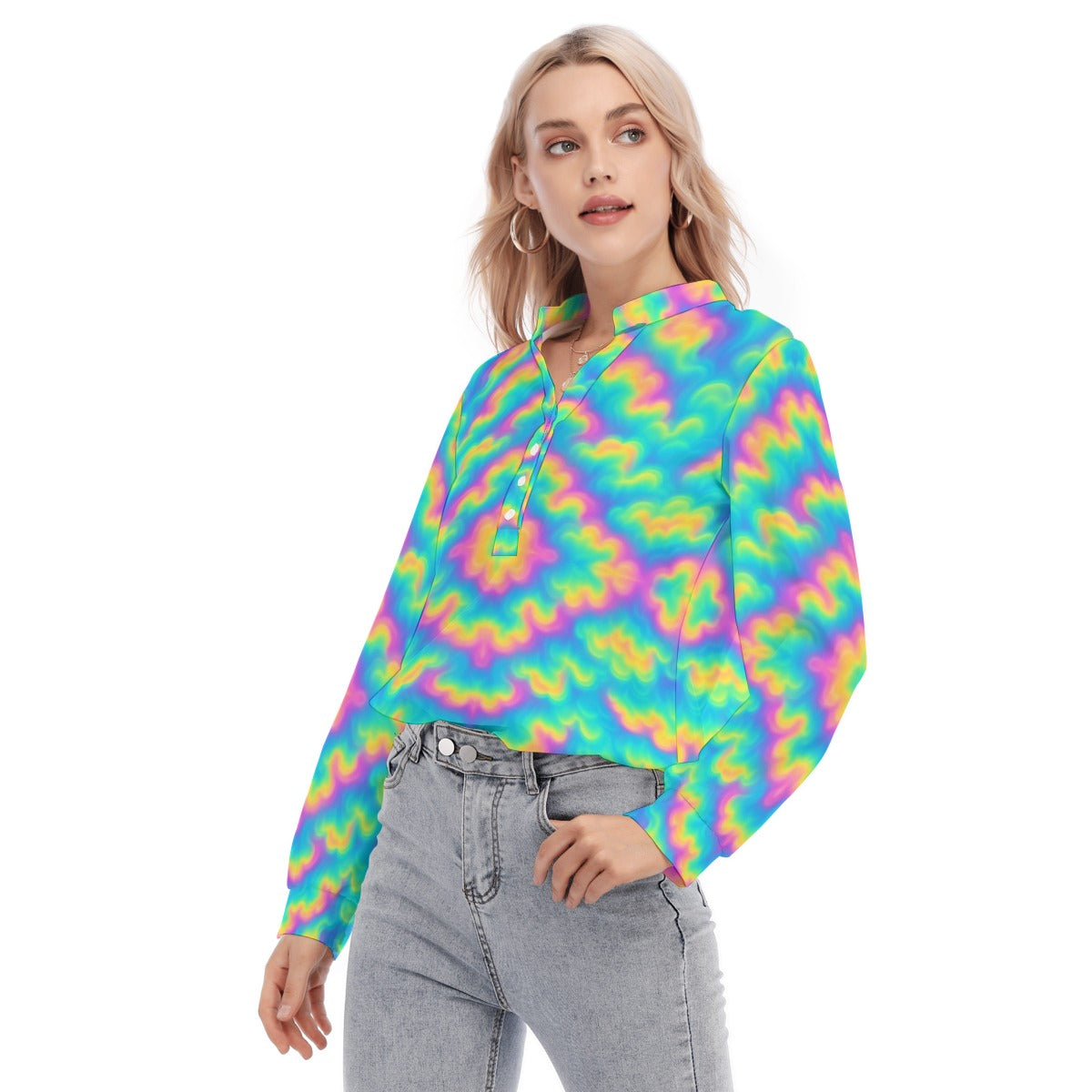 Women's Long Sleeve Blouse With Button Closure