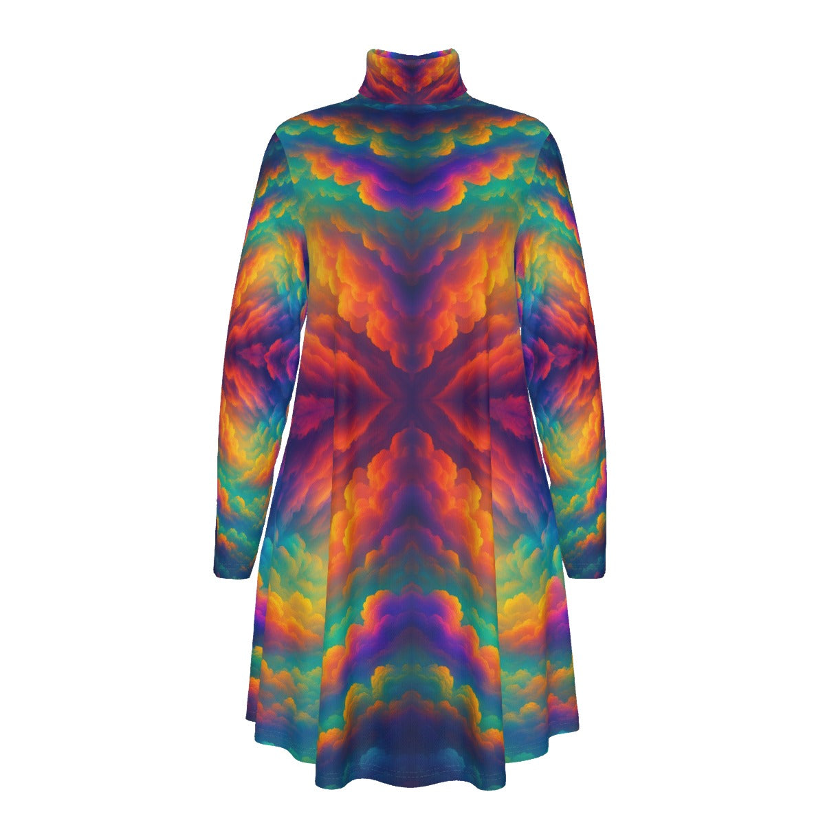 Women's High Neck Dress With Long Sleeve