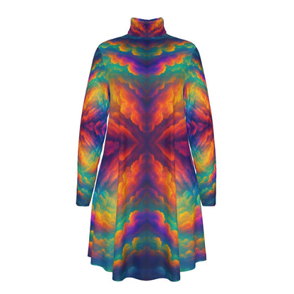 Women's High Neck Dress With Long Sleeve