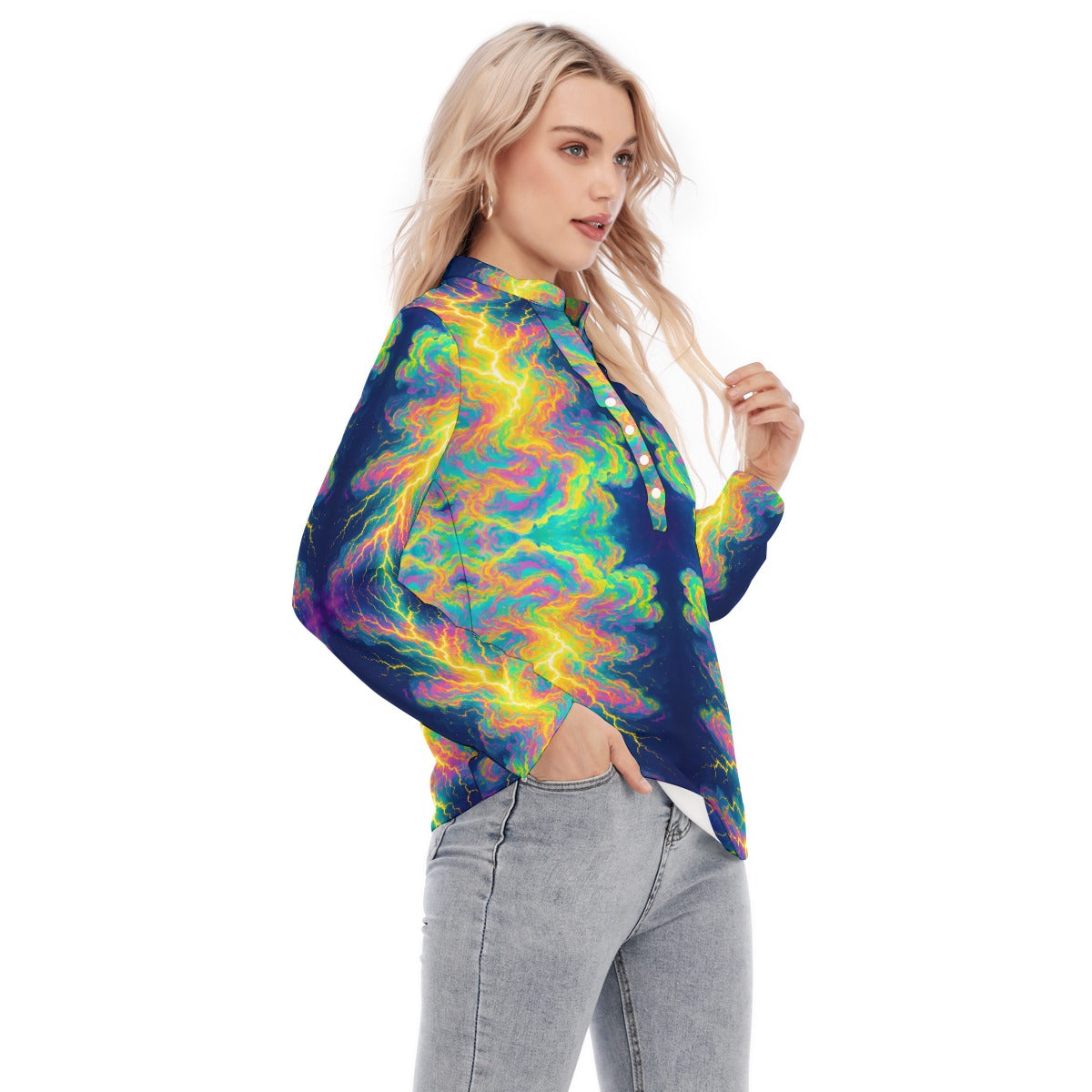 Women's Long Sleeve Blouse With Button Closure