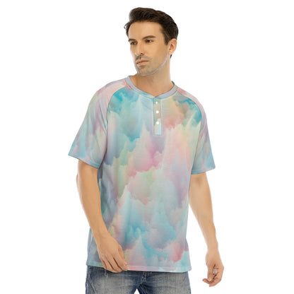 Men's Raglan Sleeve T-shirt With Button Closure