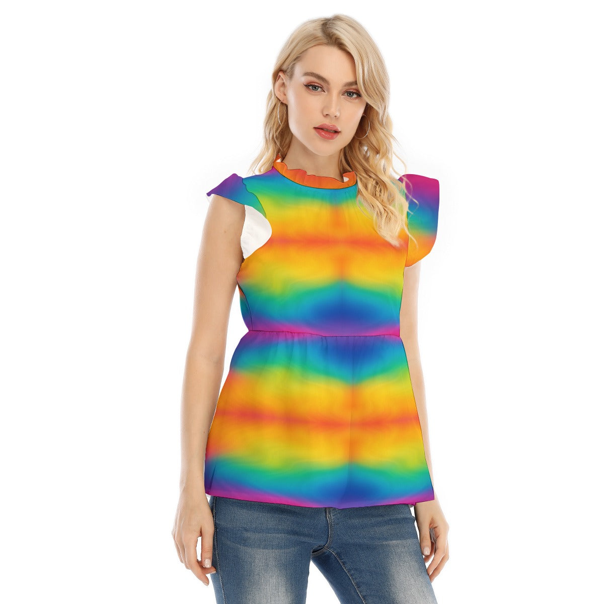 Women's Blouse With Lotus Leaf Lace