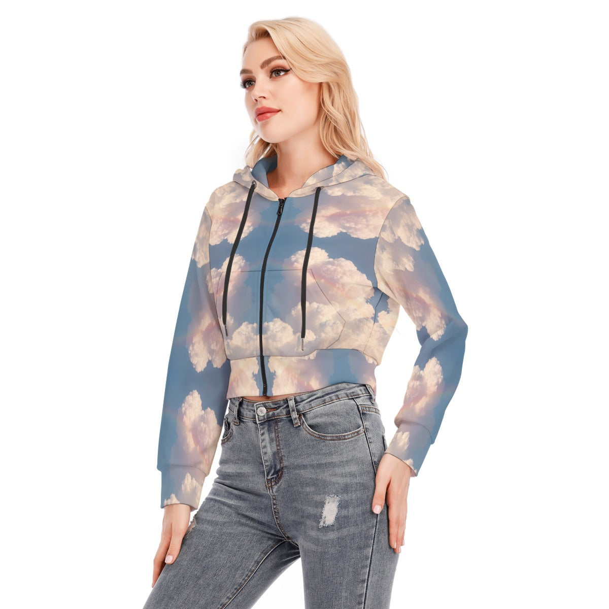 Women's Crop Top Hoodie With Zipper Closure