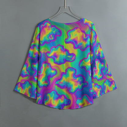 Women's V-neck T-shirt With Irregular Hem