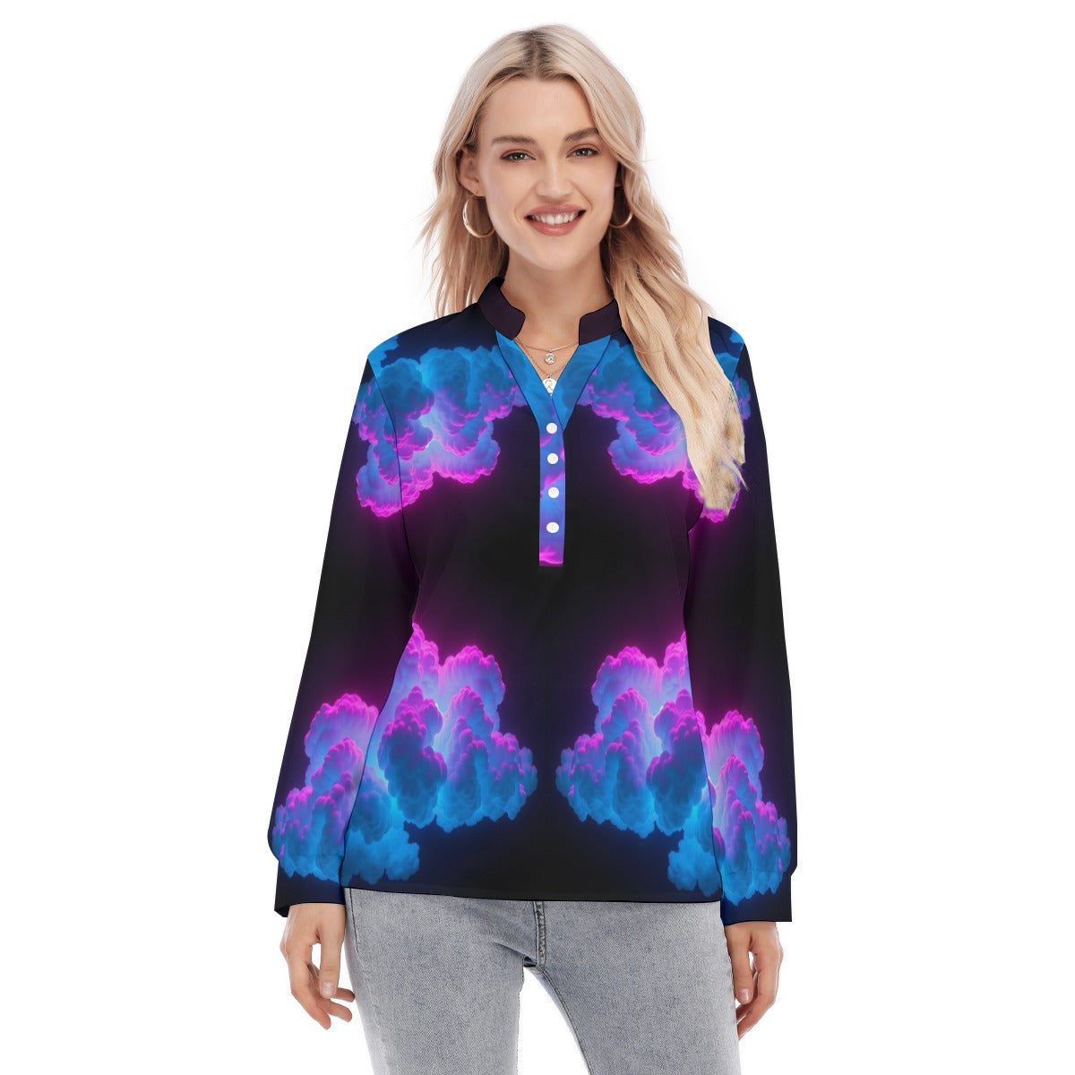 Women's Long Sleeve Blouse With Button Closure