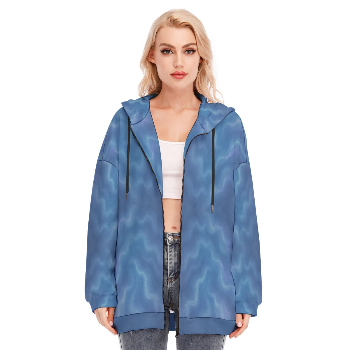 Women's Long Hoodie With Zipper Closure