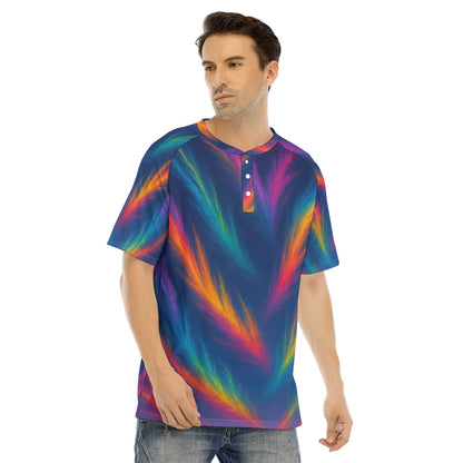 Men's Raglan Sleeve T-shirt With Button Closure