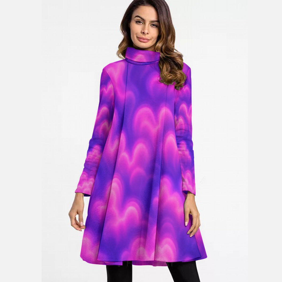 Women's High Neck Dress With Long Sleeve
