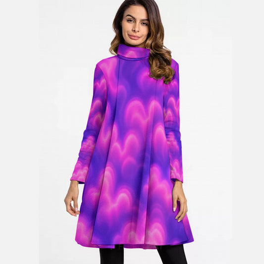 Women's High Neck Dress With Long Sleeve