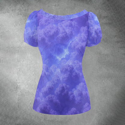 Women's Puff Sleeve Pleated Shirt