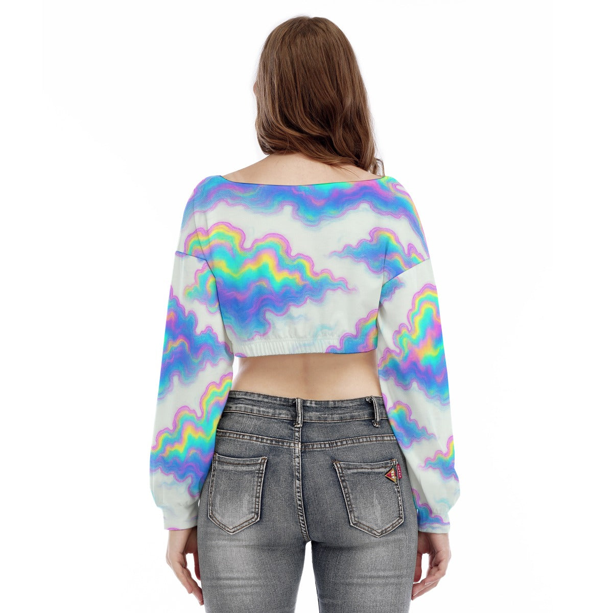 Women's V-neck Long Sleeve Cropped Sweatshirt