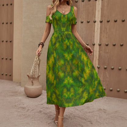 Women's V-neck Off-shoulder Dress