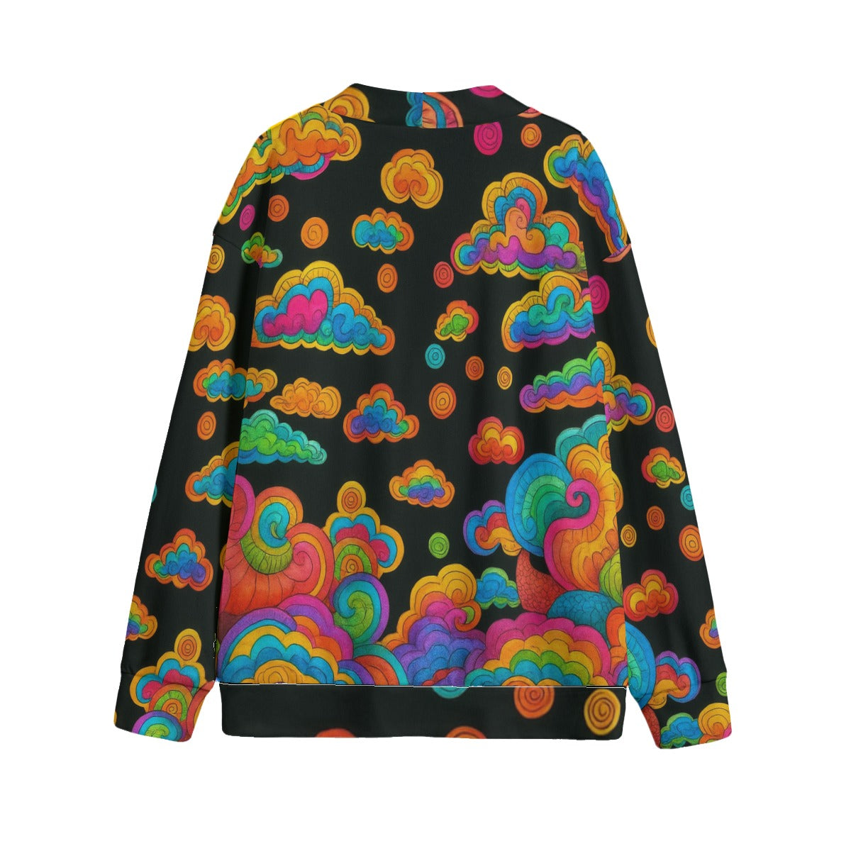 Unisex V-neck Knitted Fleece Cardigan With Button Closure