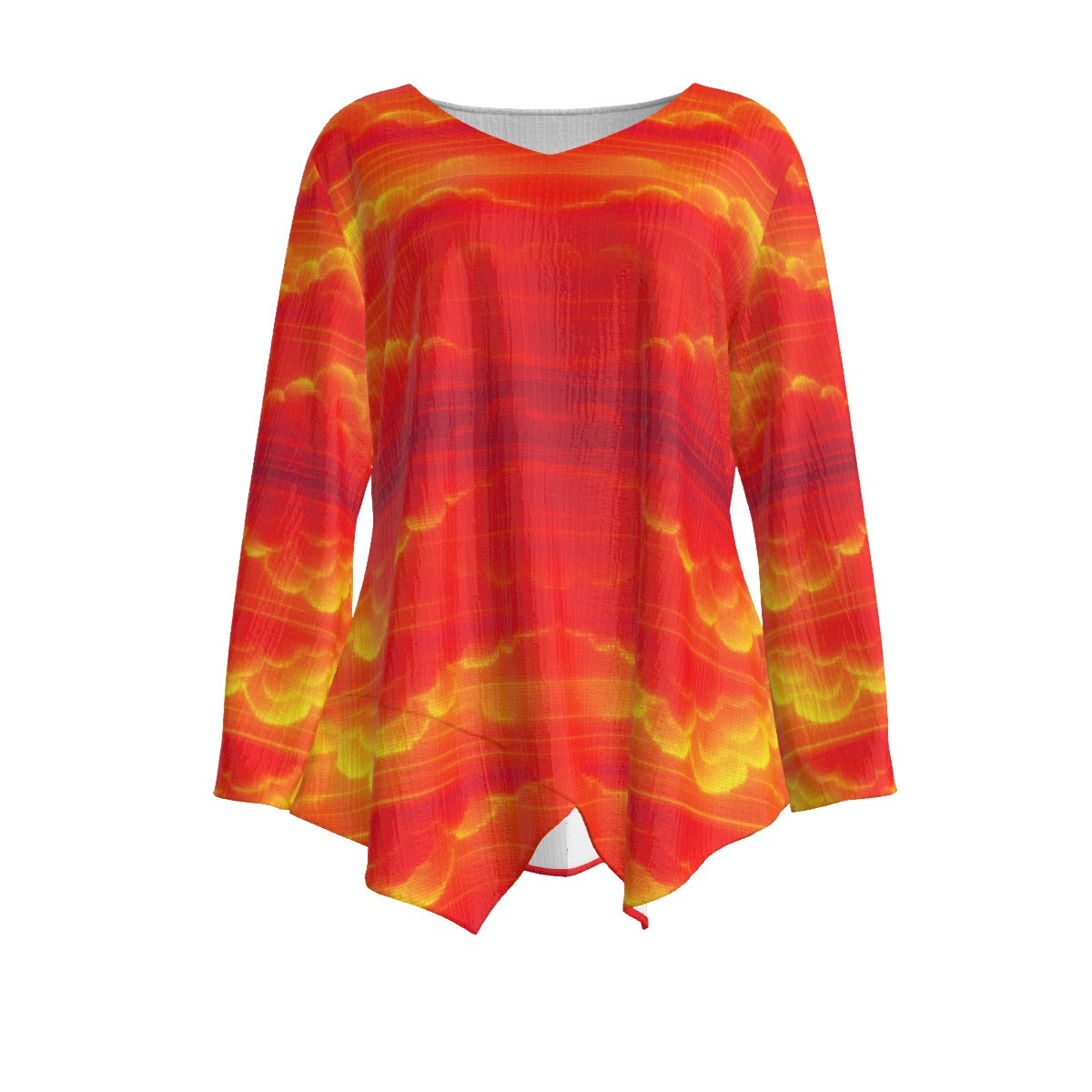 Women's V-neck T-shirt With Irregular Hem