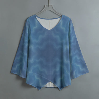 Women's V-neck T-shirt With Irregular Hem