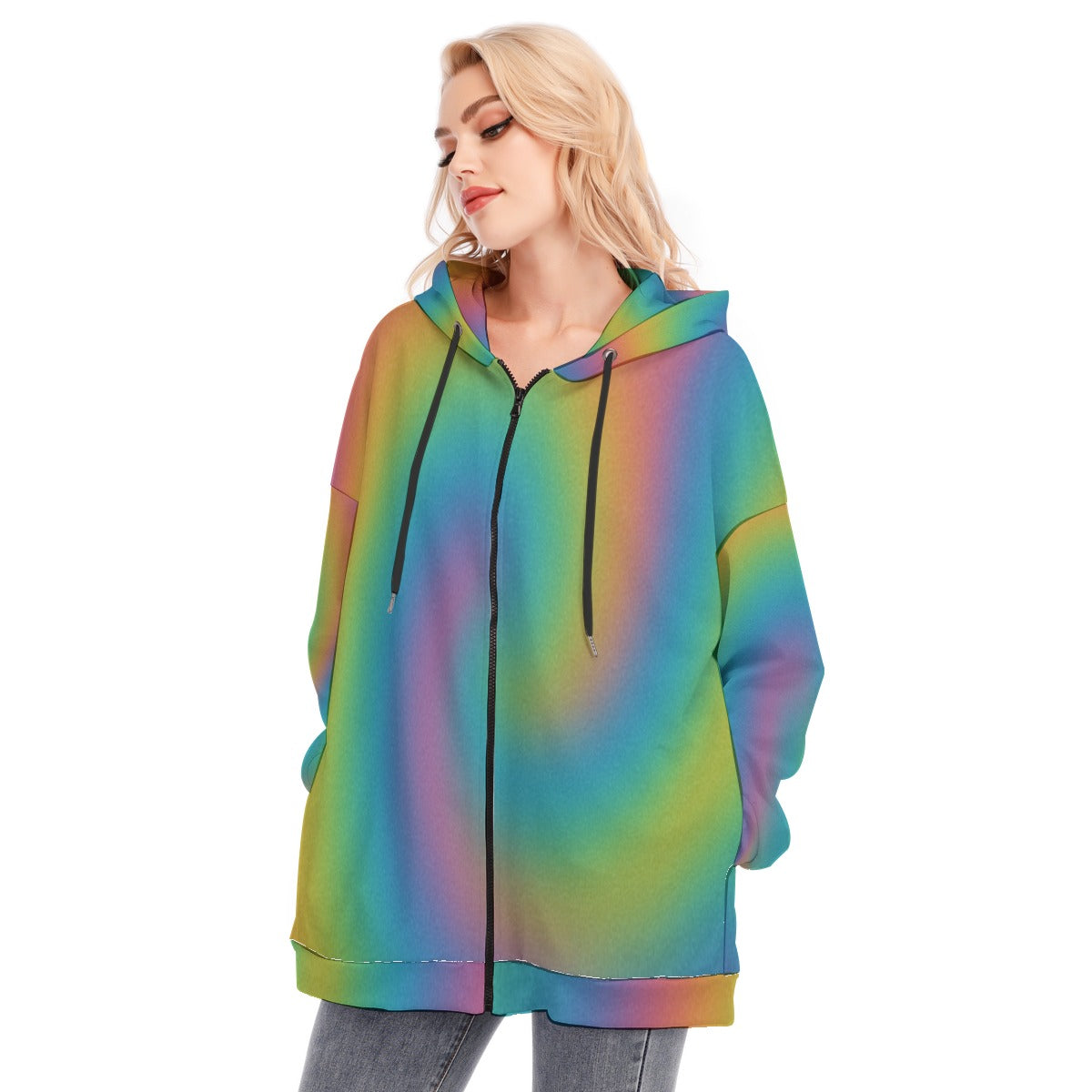 Women's Long Hoodie With Zipper Closure