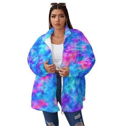 Unisex Borg Fleece Stand-up Collar Coat With Zipper Closure(Plus Size) by O’Nimbus