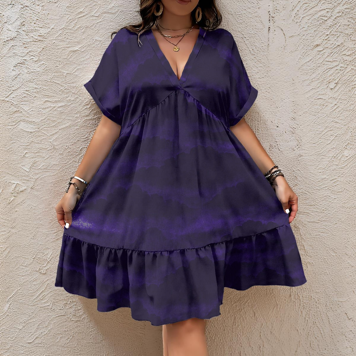 Unisex Women’s Floral V-Neck Short Sleeve Dress