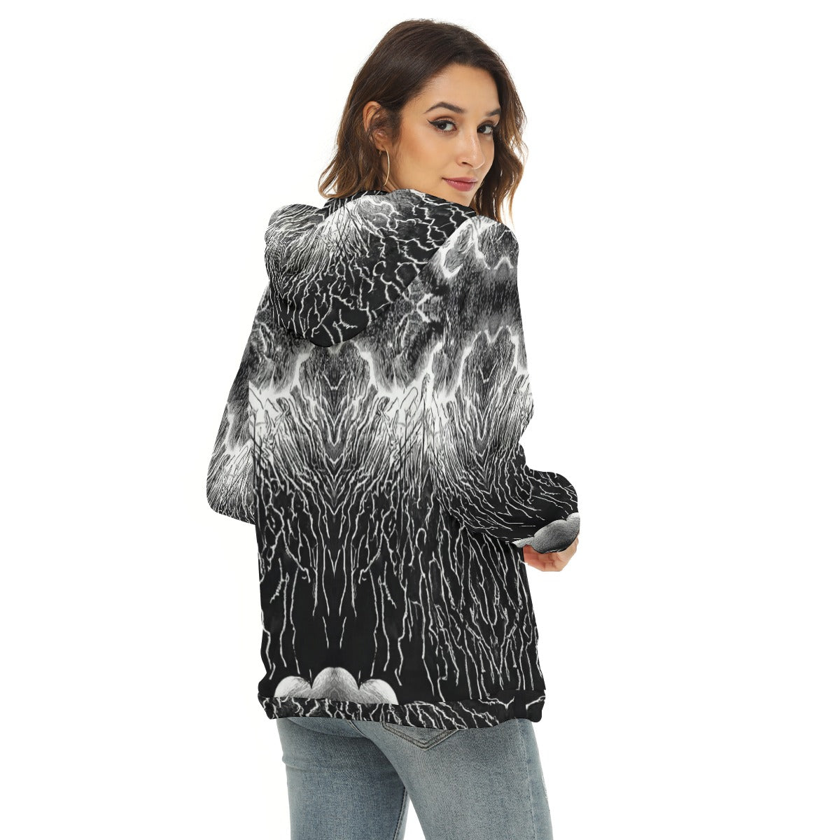 Women's Borg Fleece Hoodie With Half Zip