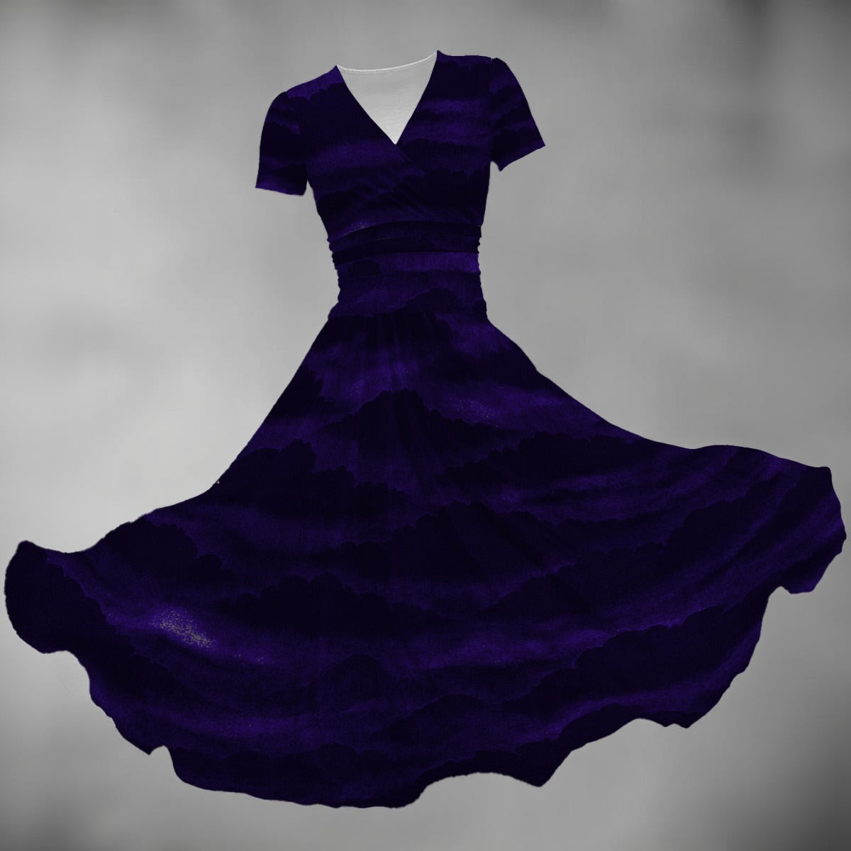 Women's Short Sleeve V Neck Midi Dress