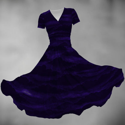 Women's Short Sleeve V Neck Midi Dress
