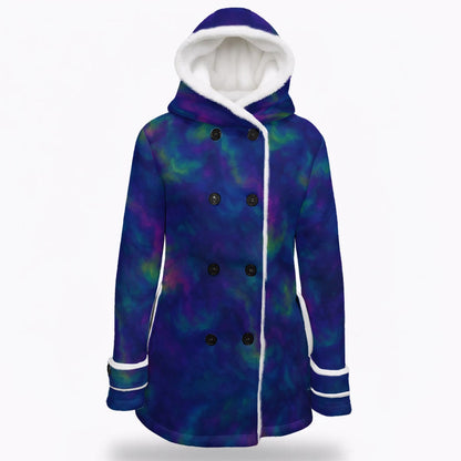 Women's Hooded Double-Breasted Winter Coat With Fleece