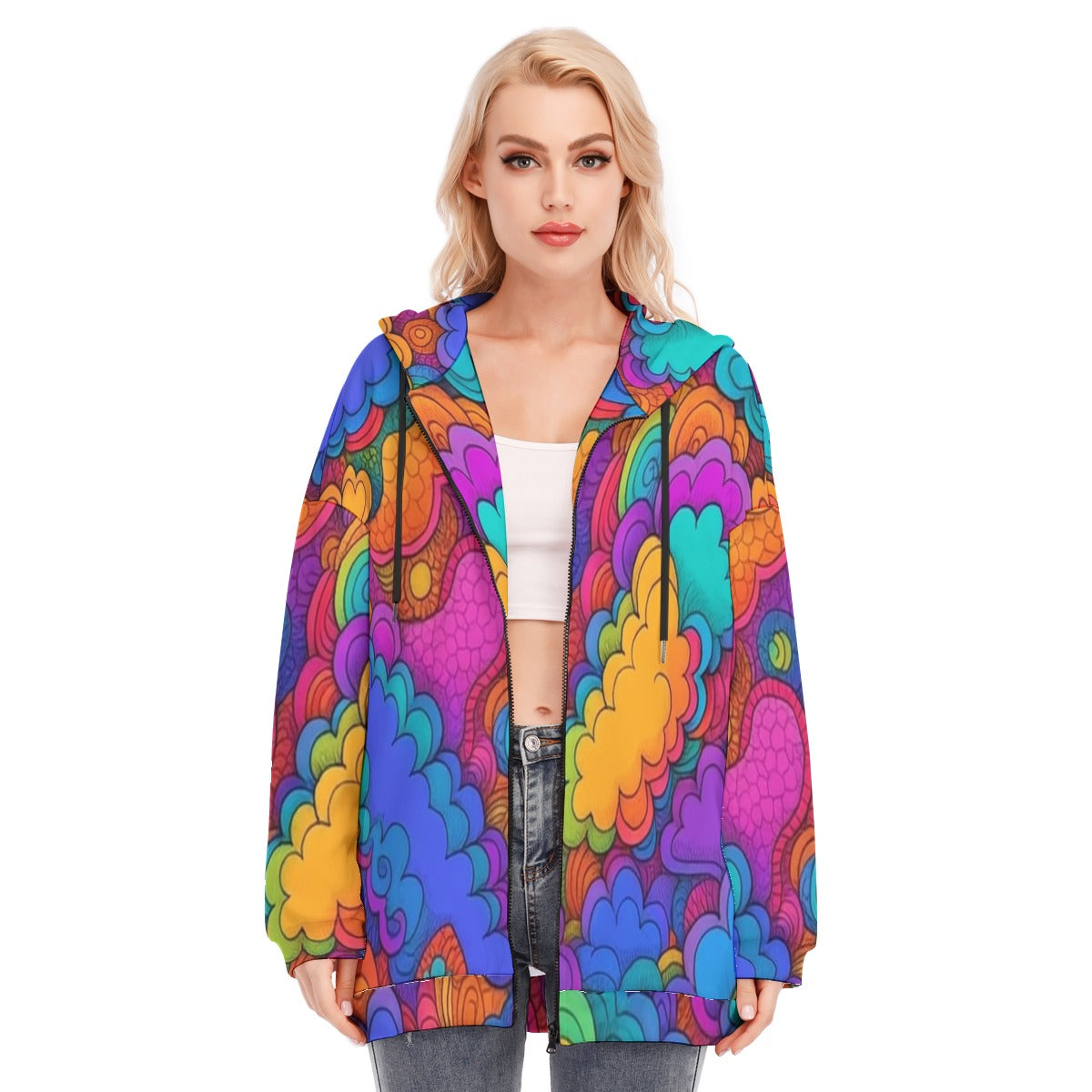 Women's Long Hoodie With Zipper Closure