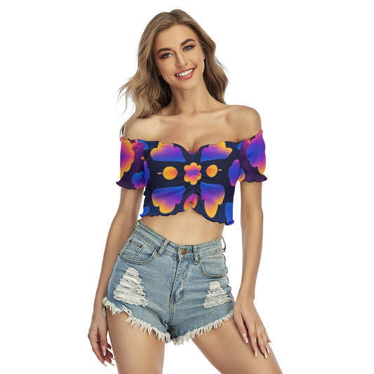 Women's One-shoulder Off-the-navel Short Sleeve T-shirt