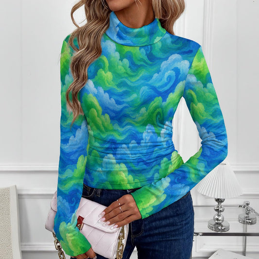 Women's Women's High-Neck Top With Long Sleeve