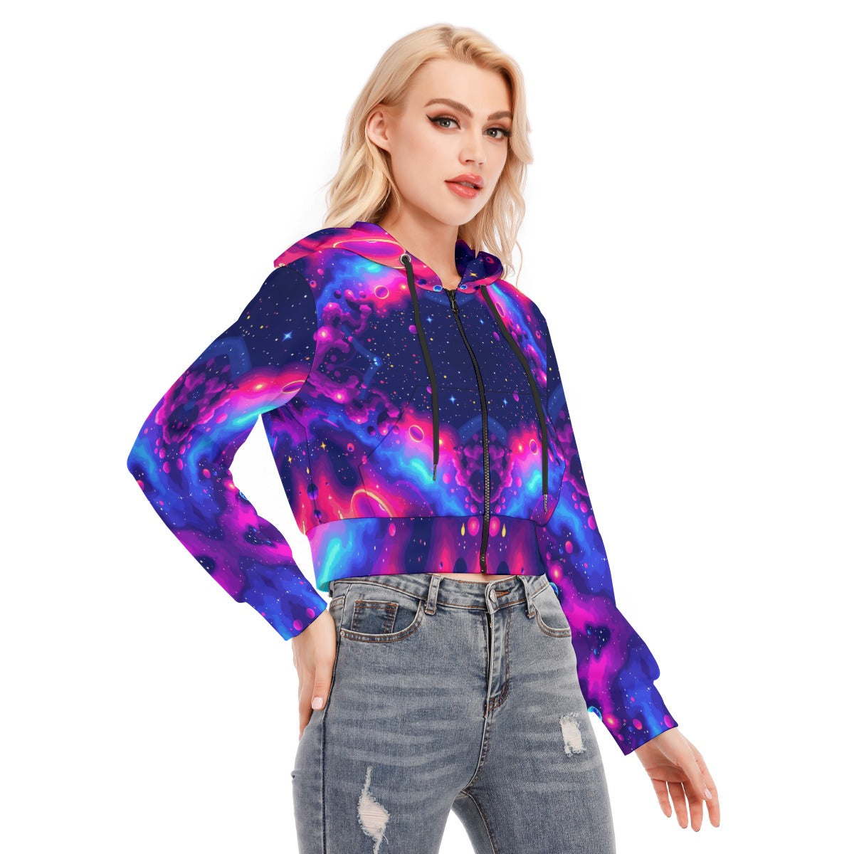 Women's Crop Top Hoodie With Zipper Closure
