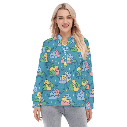 Women's Long Sleeve Blouse With Button Closure
