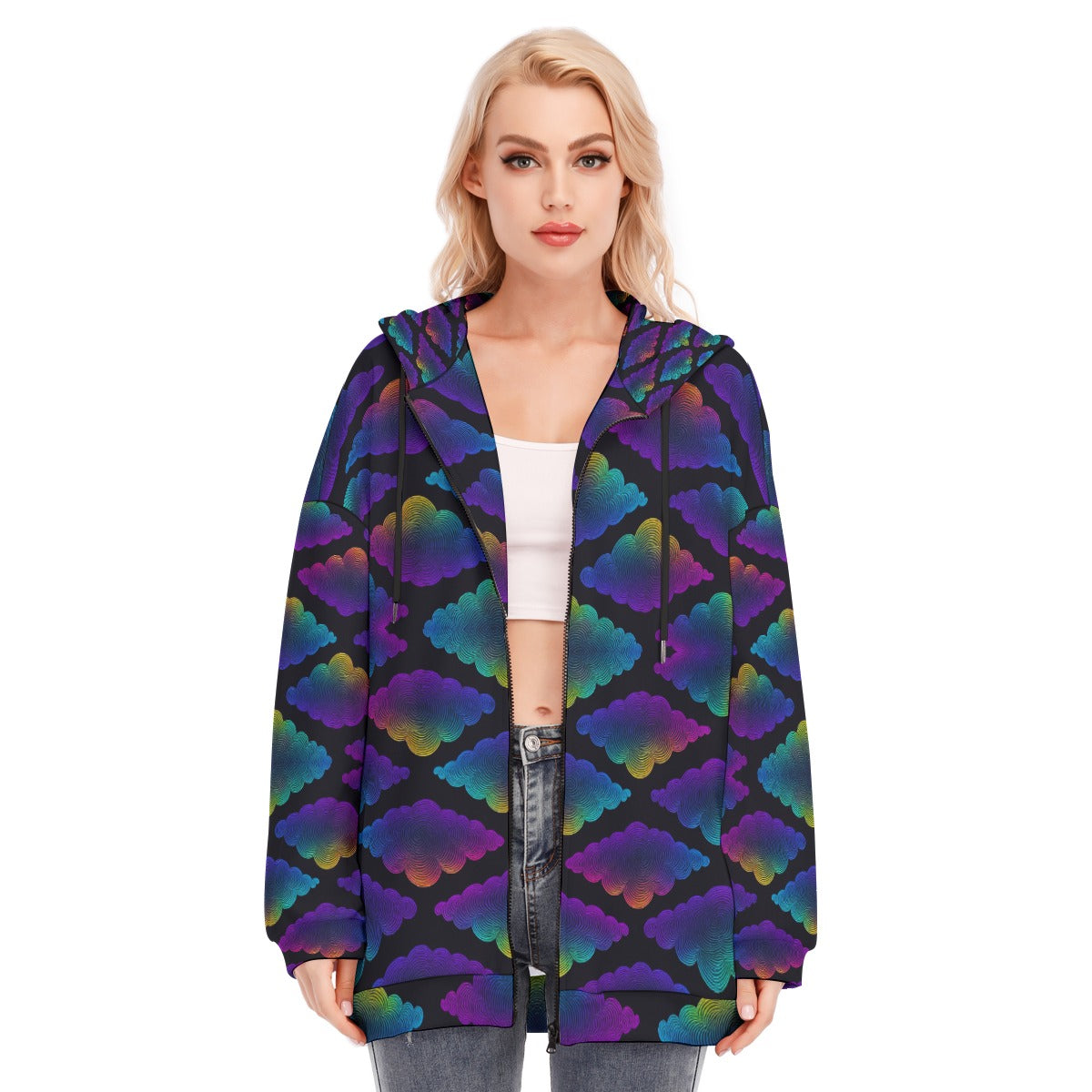 Women's Long Hoodie With Zipper Closure