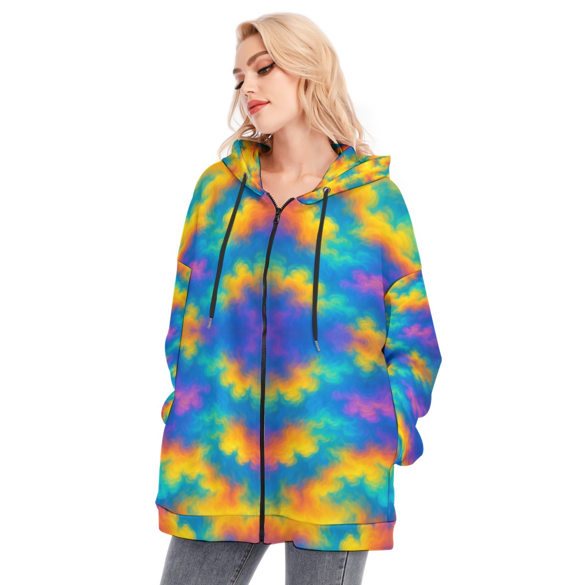 Women's Long Hoodie With Zipper Closure