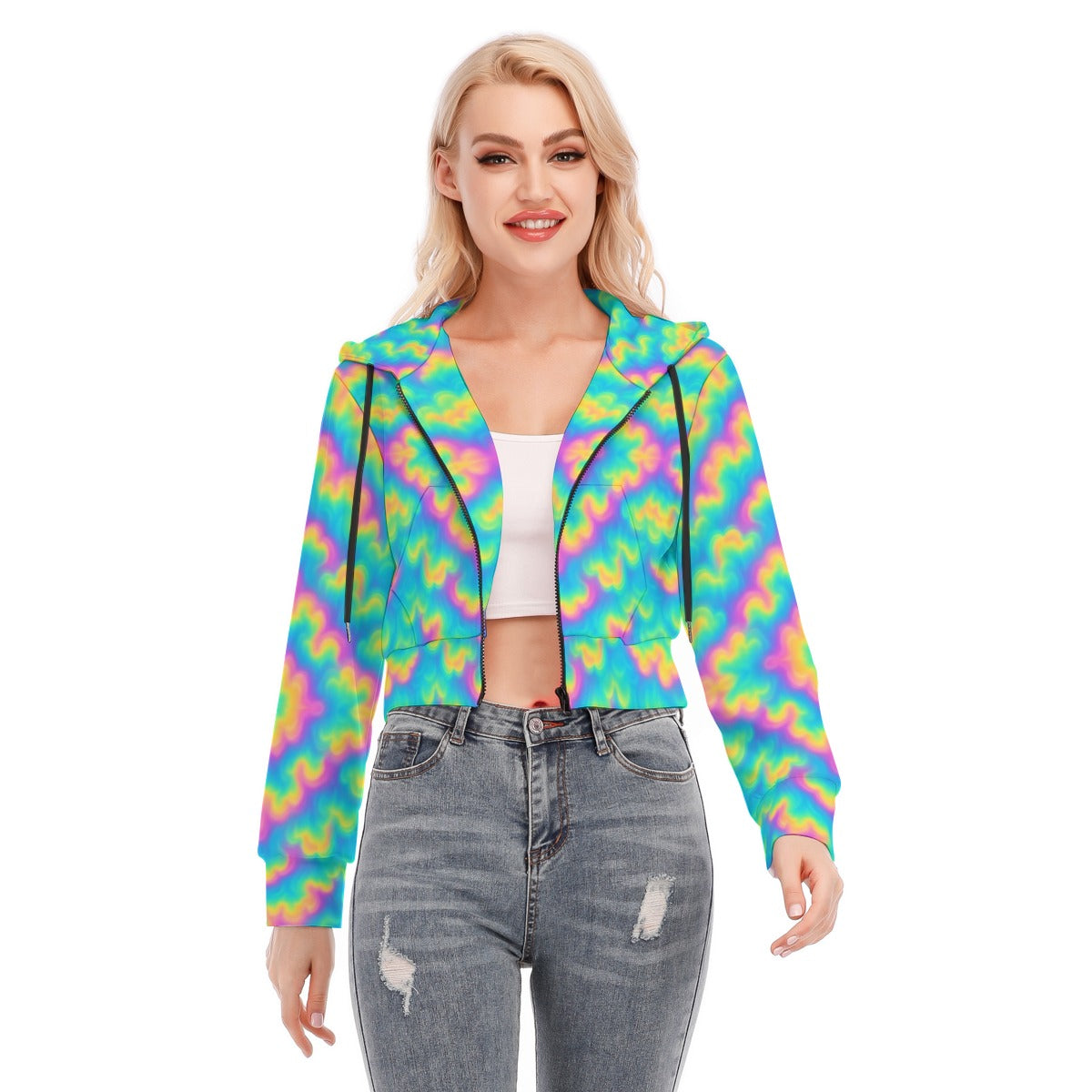 Women's Crop Top Hoodie With Zipper Closure