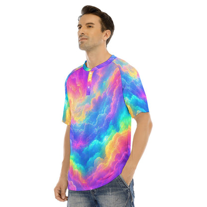 Men's Raglan Sleeve T-shirt With Button Closure