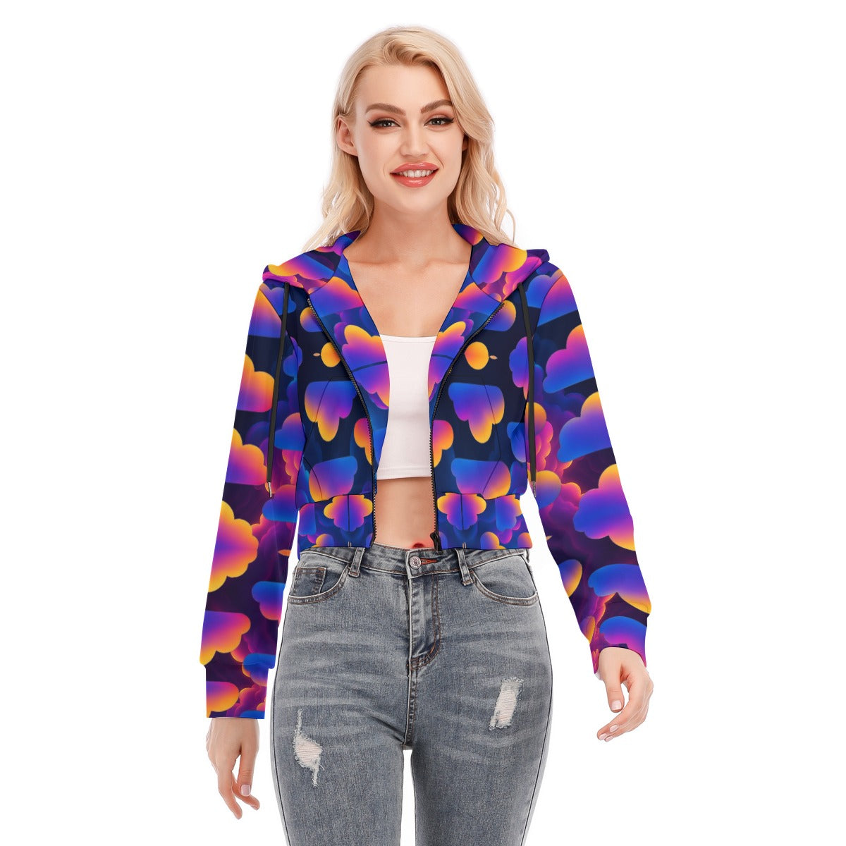 Women's Crop Top Hoodie With Zipper Closure