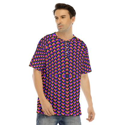Men's Raglan Sleeve T-shirt With Button Closure